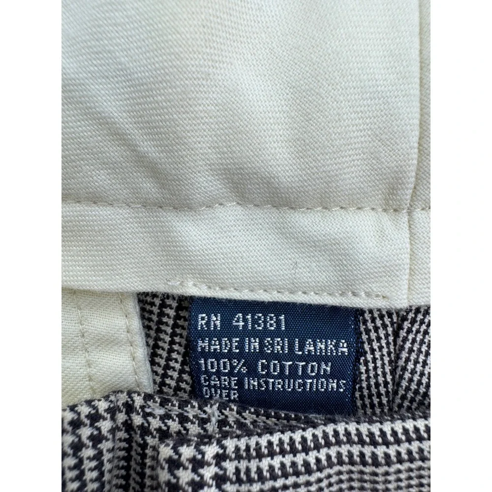 Polo Ralph Lauren Mens 32x30 Glen Plaid Pleated Cuffed Cotton Dress Pants Brown